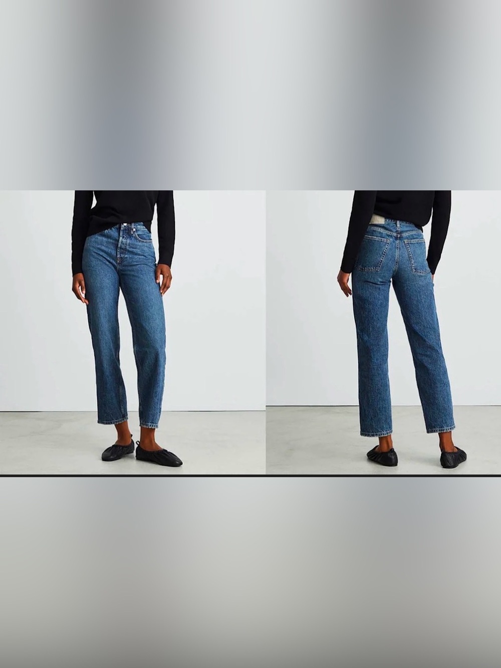 Everlane Rigid Way-High Straight-Leg Jeans in Medium Blue Wash